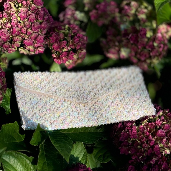 Vintage silk and Italian beads. Envelope clutch - Picture 6 of 11